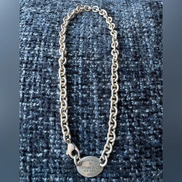 AUTHENTIC!!! Tiffany & Co. Silver Round Tag Link Bracelet - Sterling 925 - Picture 1 of 1